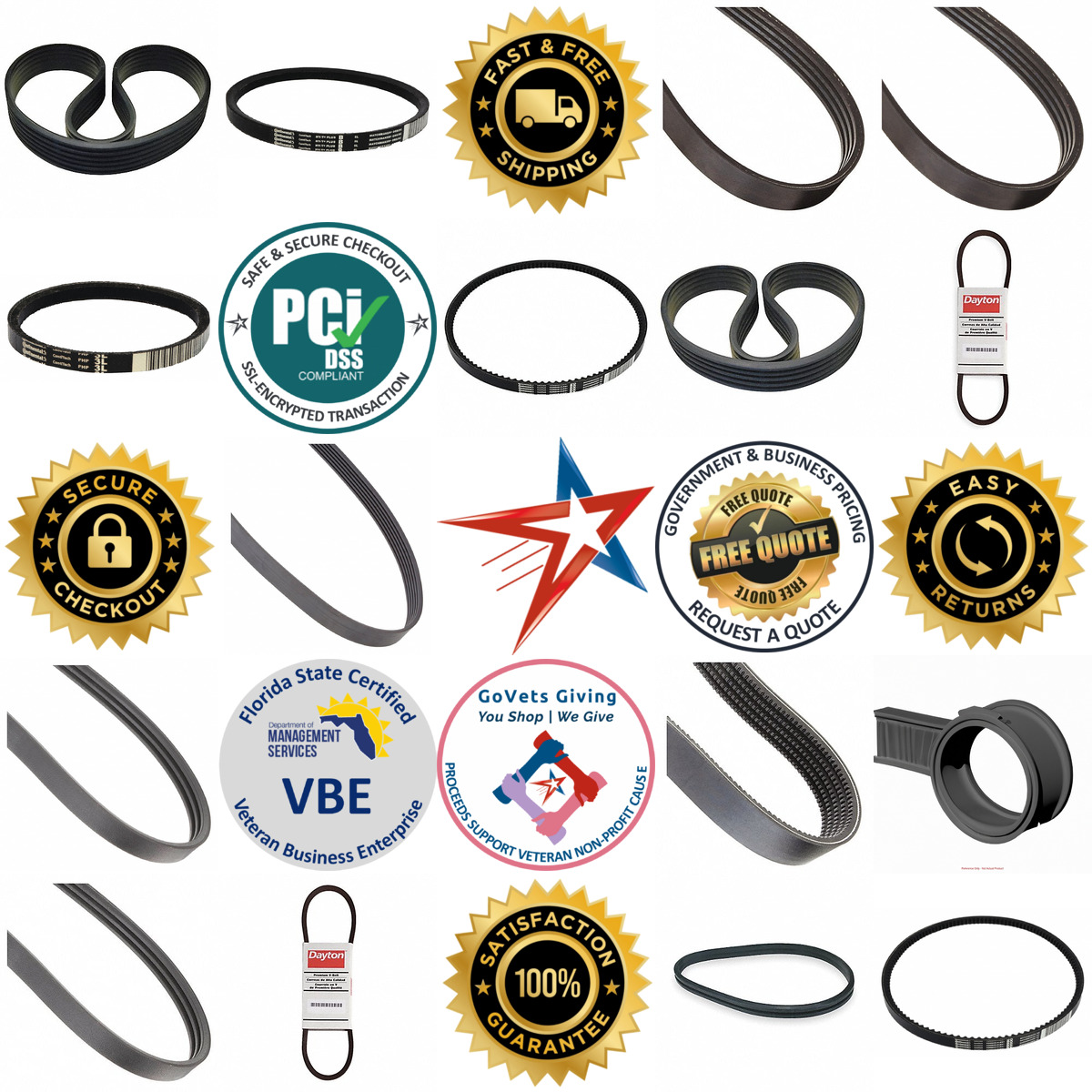 A selection of v Belts products on GoVets