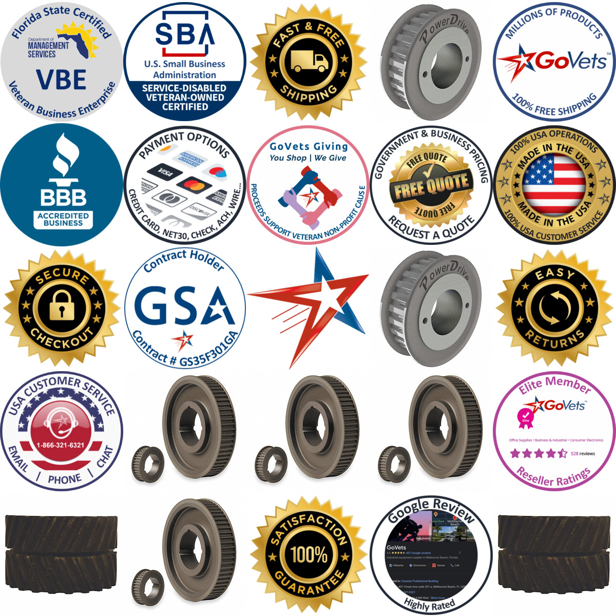 A selection of Bushing Bore Timing Belt Pulleys products on GoVets