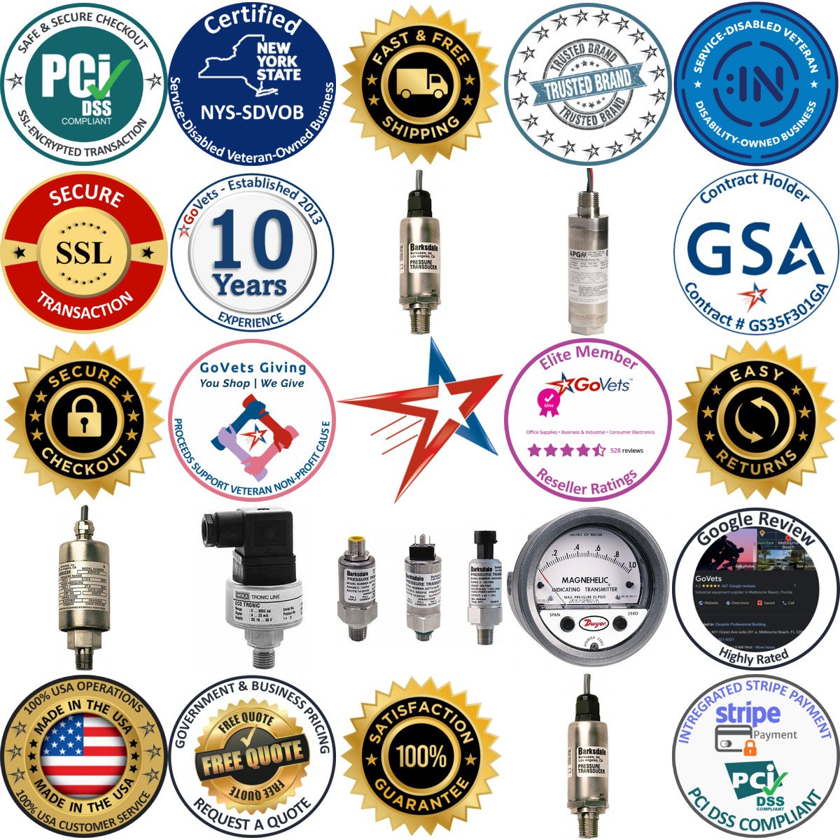 A selection of Pressure Transducers Transmitters and Accessories products on GoVets