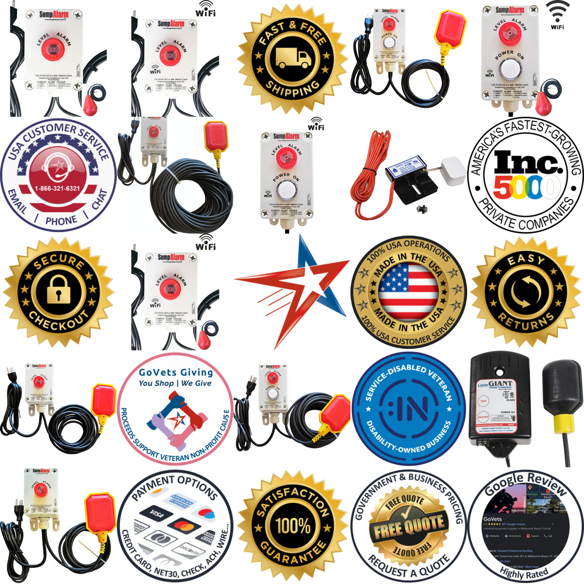 A selection of High Water Alarms products on GoVets