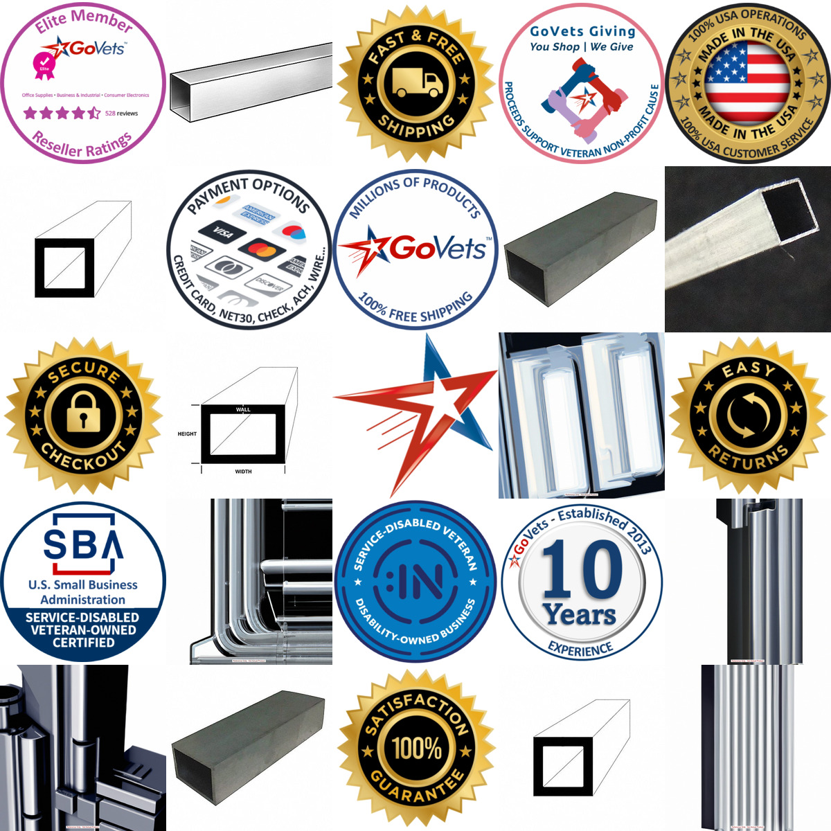 A selection of Aluminum Rectangular and Square Tubes products on GoVets