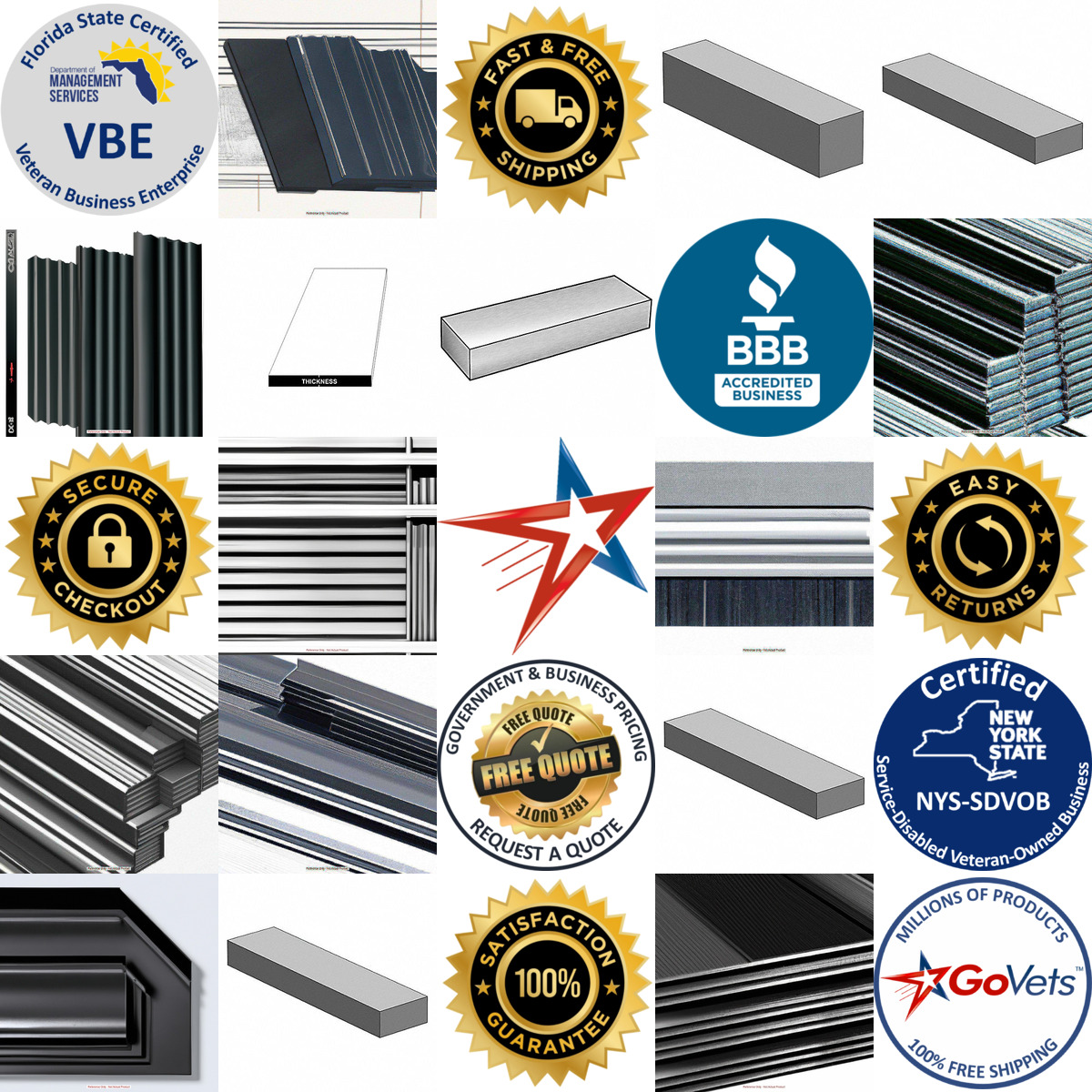 A selection of Carbon Steel Flat Rectangular and Square Bars products on GoVets