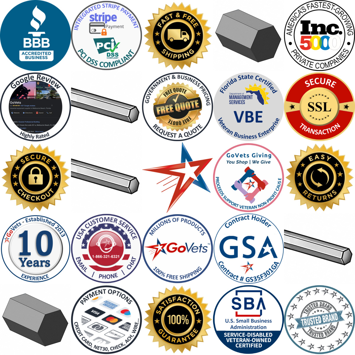 A selection of Carbon Steel Hex Bars products on GoVets