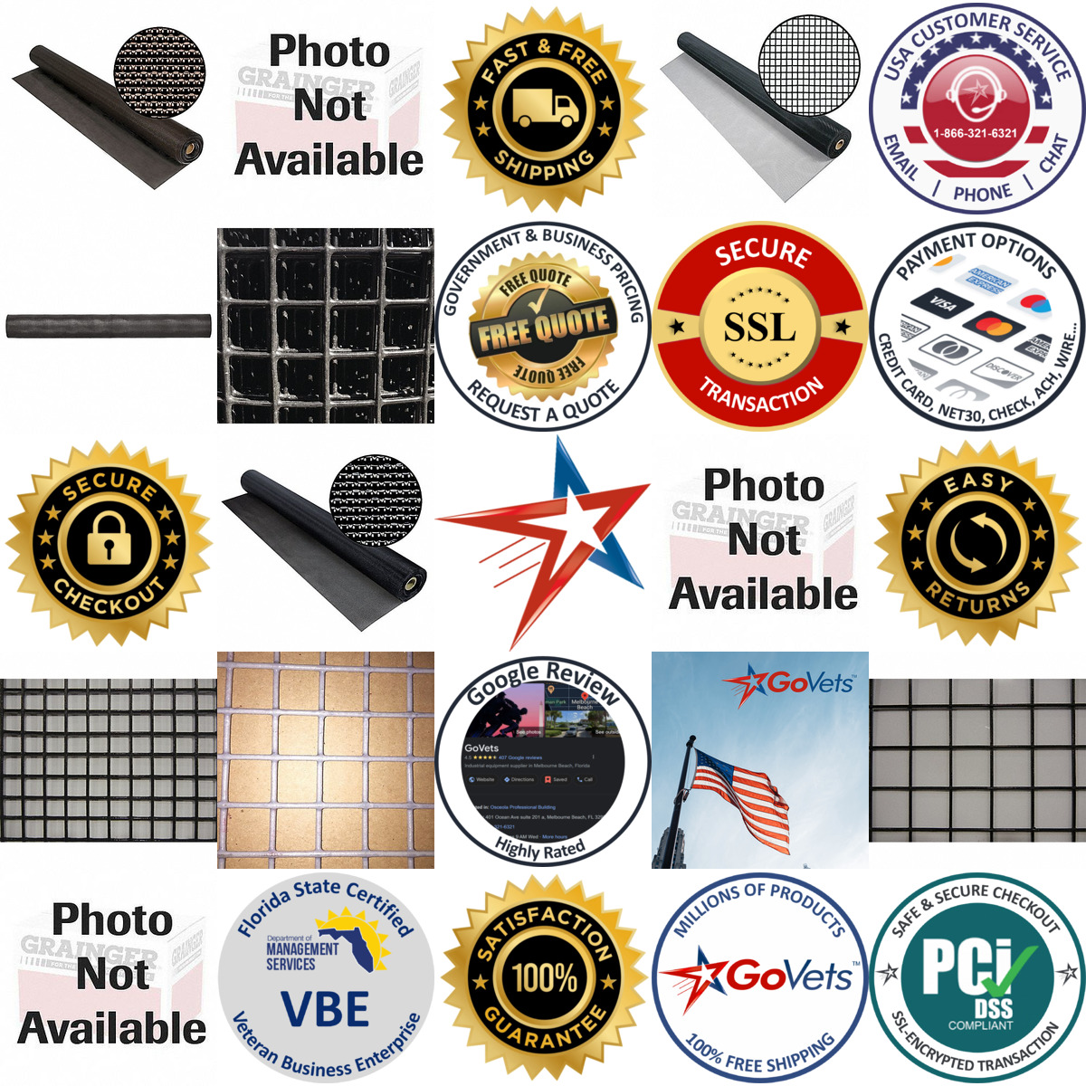 A selection of Wire Cloth products on GoVets