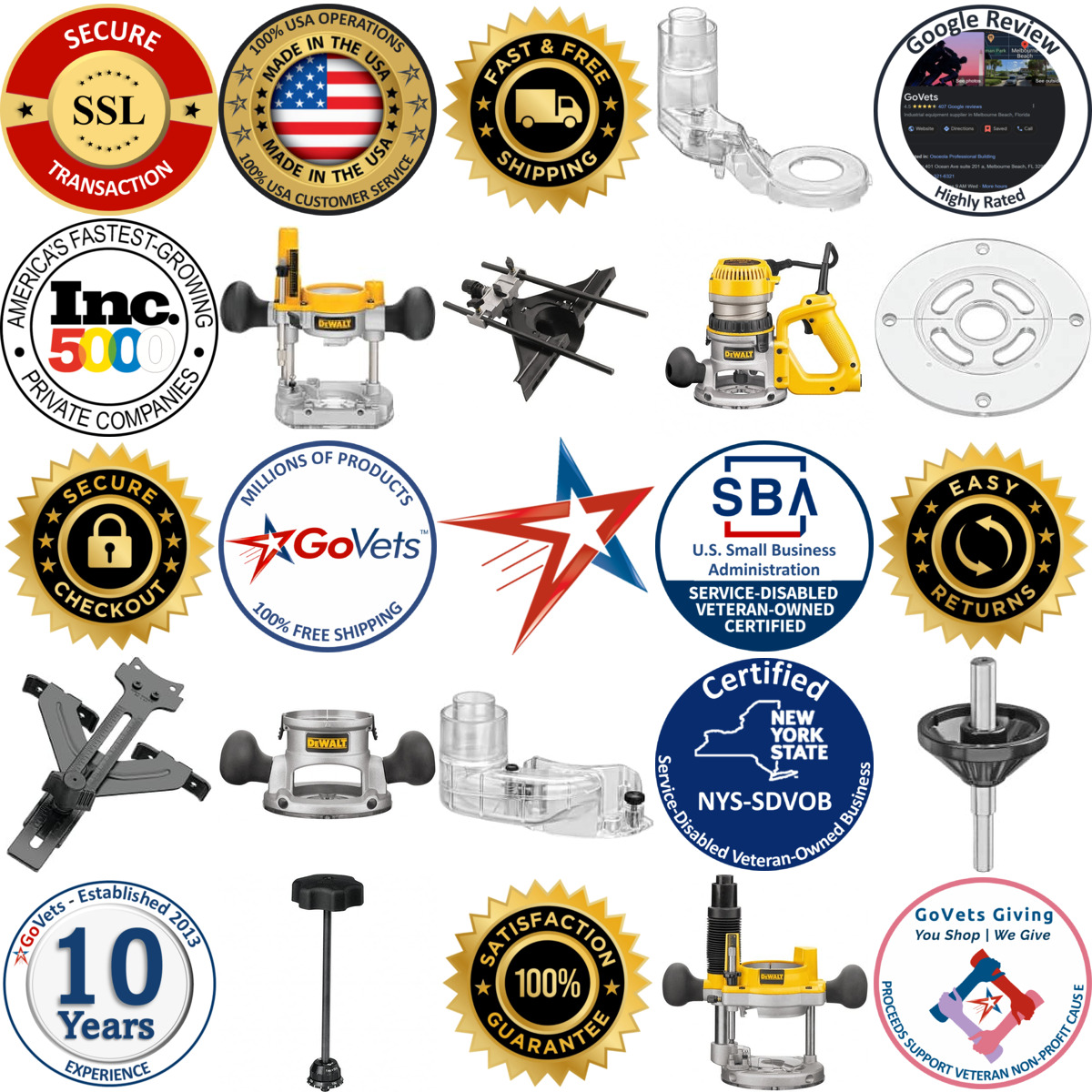 A selection of Dewalt products on GoVets