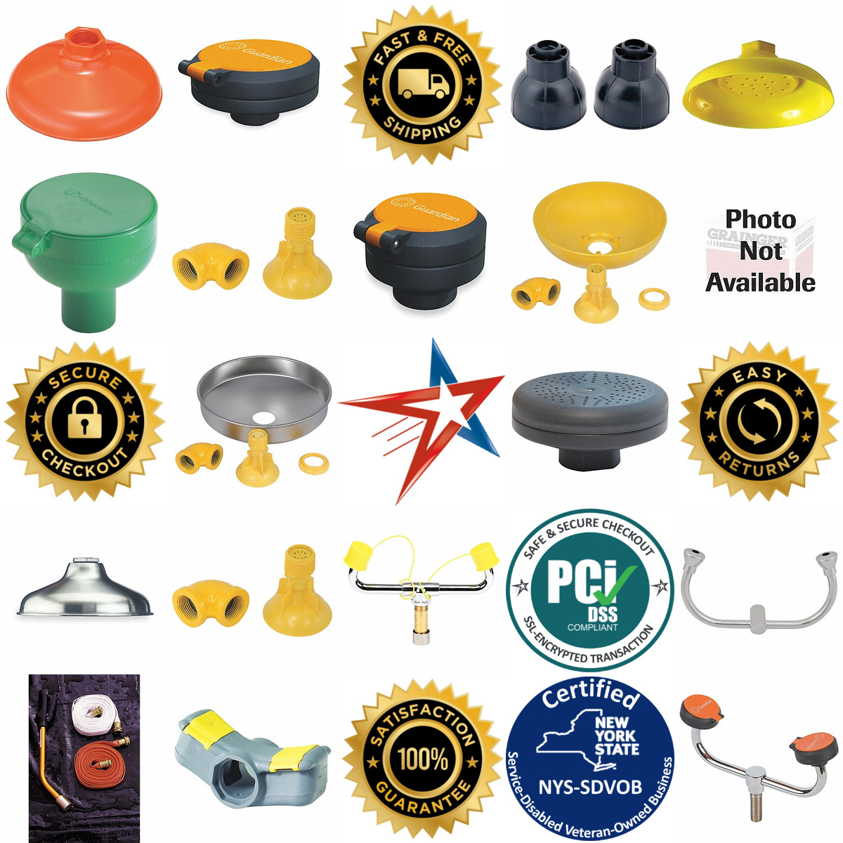 A selection of Eyewash and Shower Spray Heads and Rinsing Wands products on GoVets