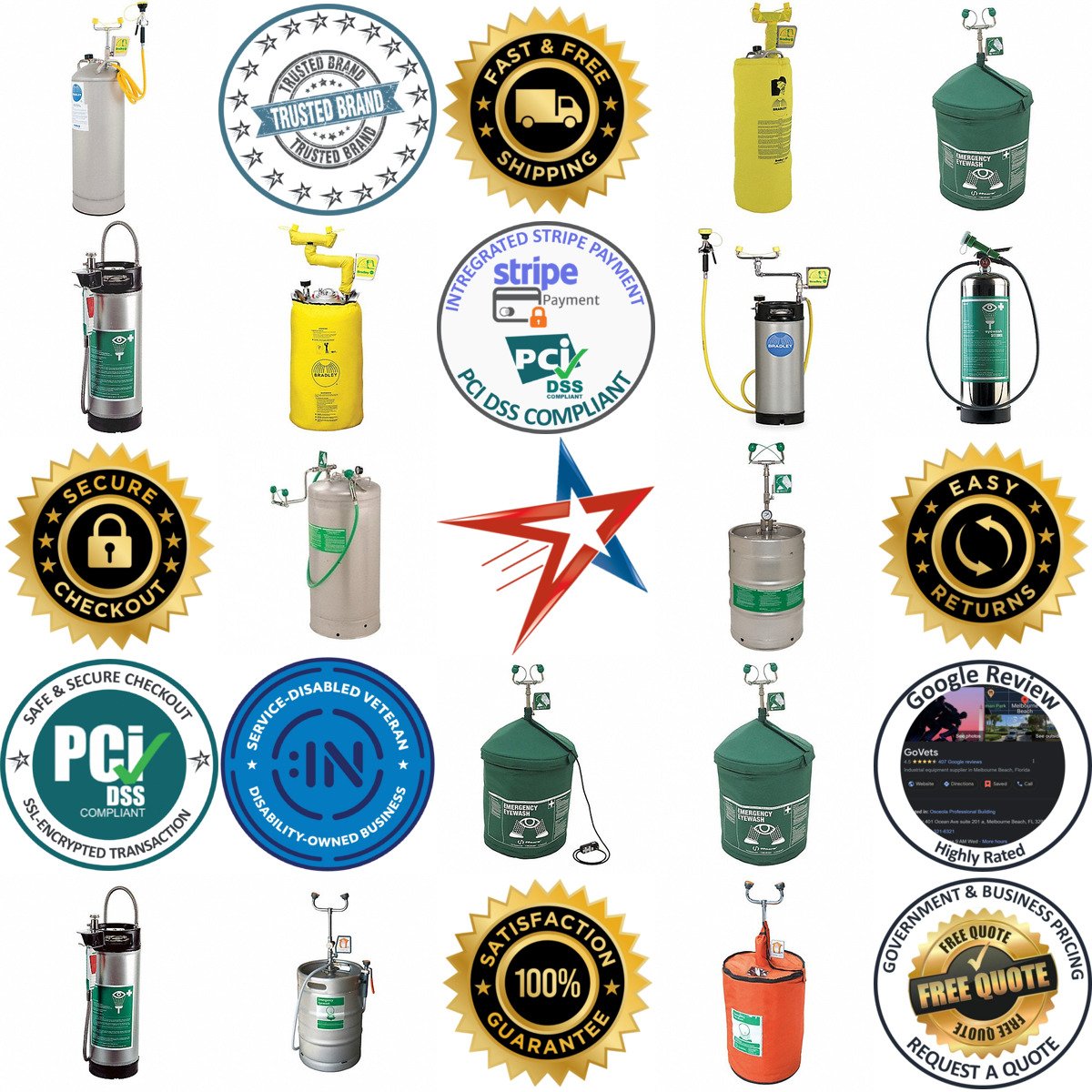 A selection of Pressurized Portable Eyewash Stations products on GoVets