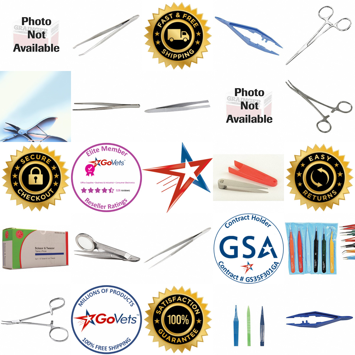 A selection of First Aid Tweezers and Forceps products on GoVets