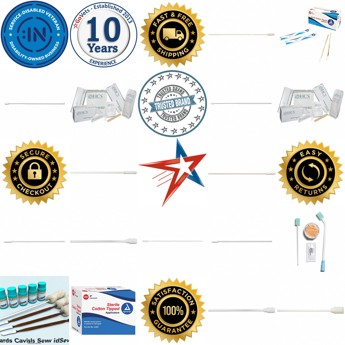 A selection of Medical Swabs and Applicators products on GoVets