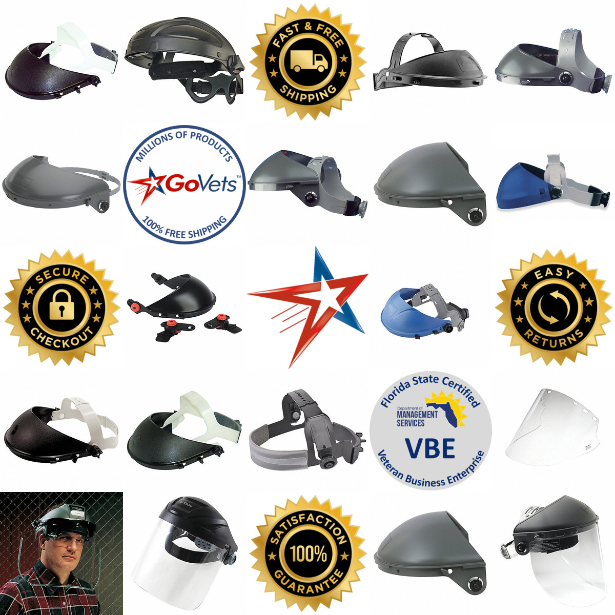 A selection of Face Shield Headgear and Frames products on GoVets