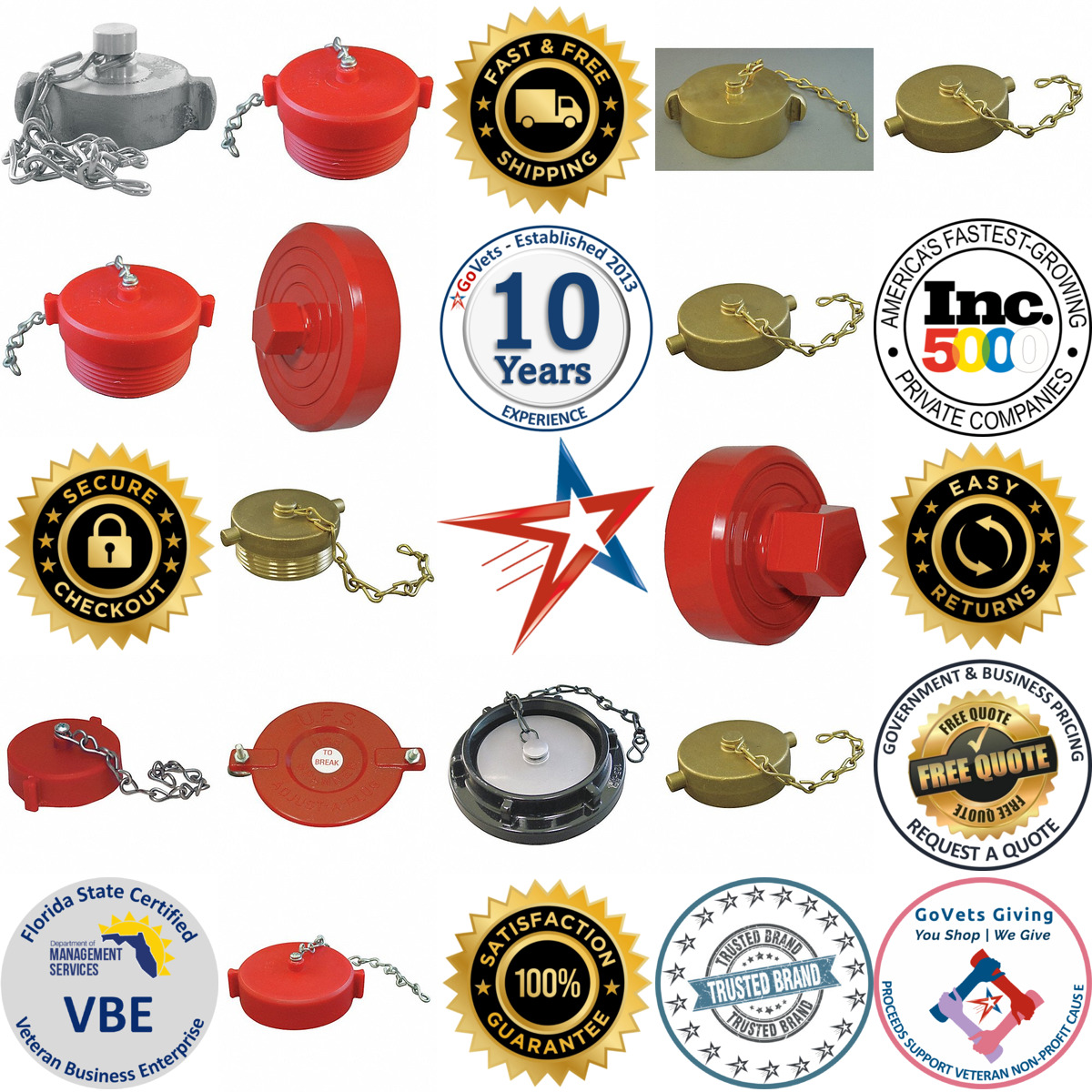 A selection of Fire Hose and Hydrant Caps and Plugs products on GoVets