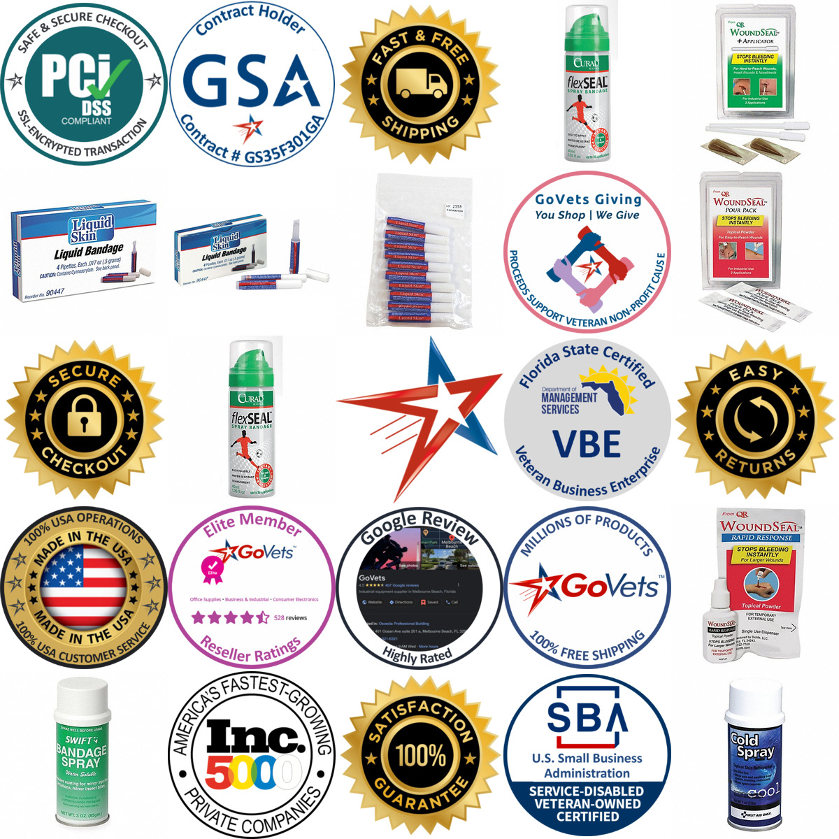 A selection of Spray and Liquid Bandages products on GoVets