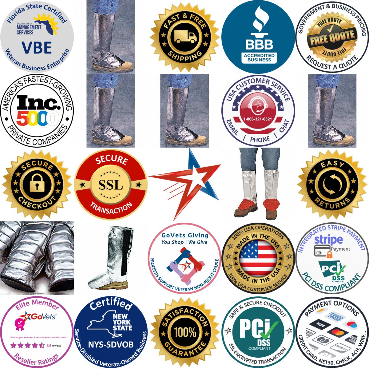 A selection of Aluminized Spats and Leggings products on GoVets