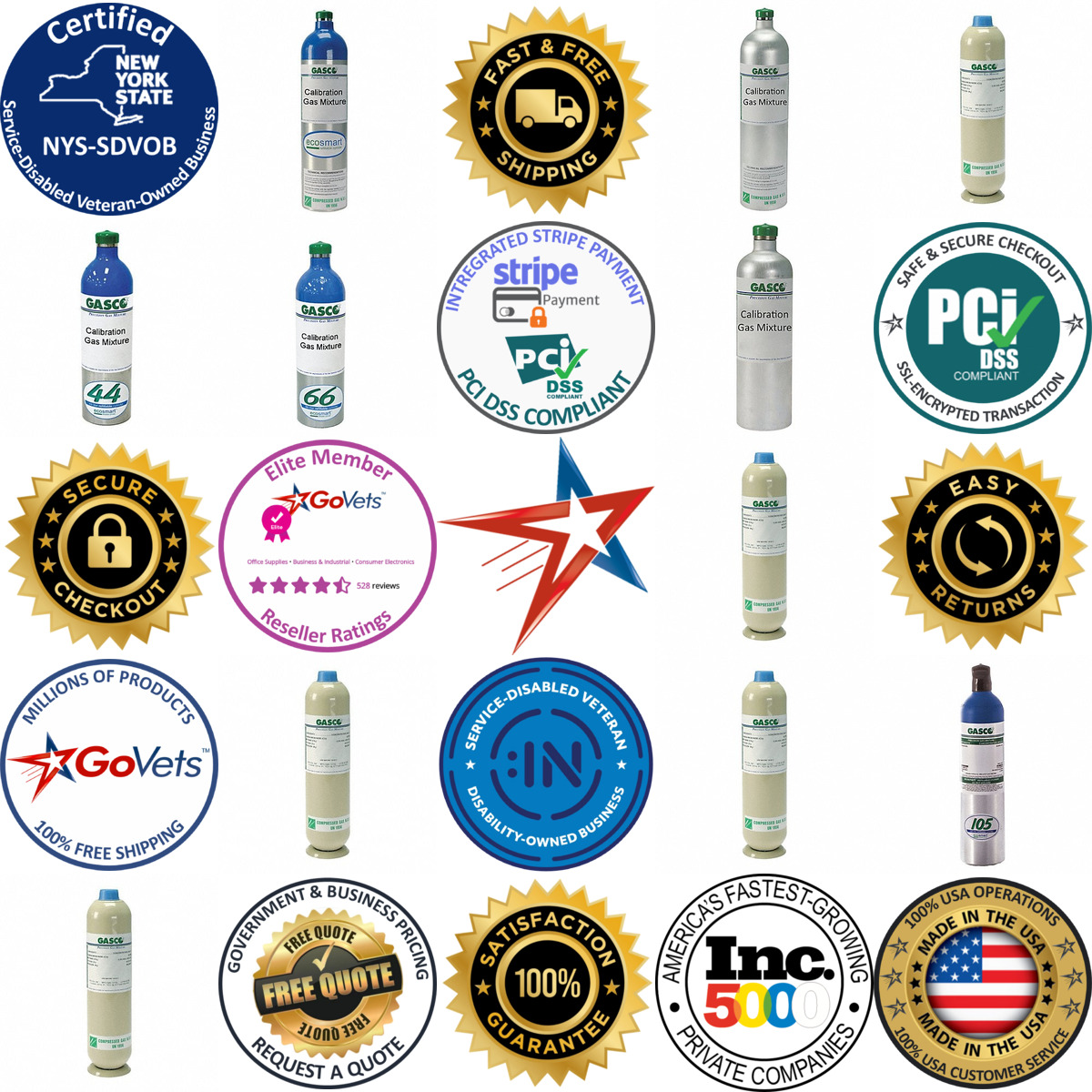 A selection of Calibration Gas products on GoVets