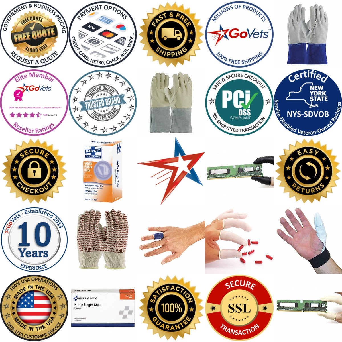 A selection of Finger Cots products on GoVets