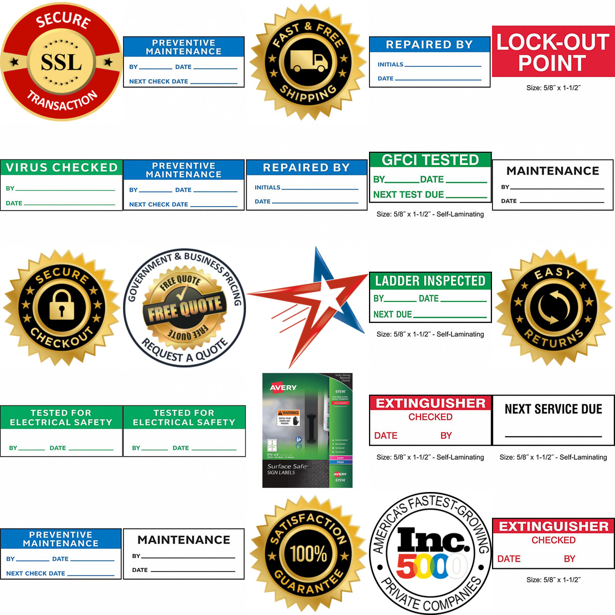 A selection of Maintenance and Repair Labels products on GoVets