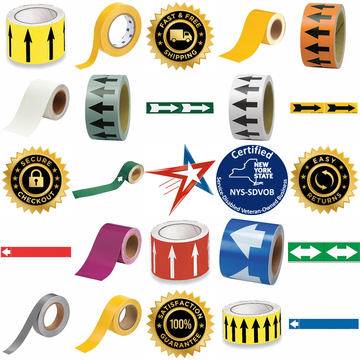 A selection of Pipe Marking Arrows and Banding Tape products on GoVets