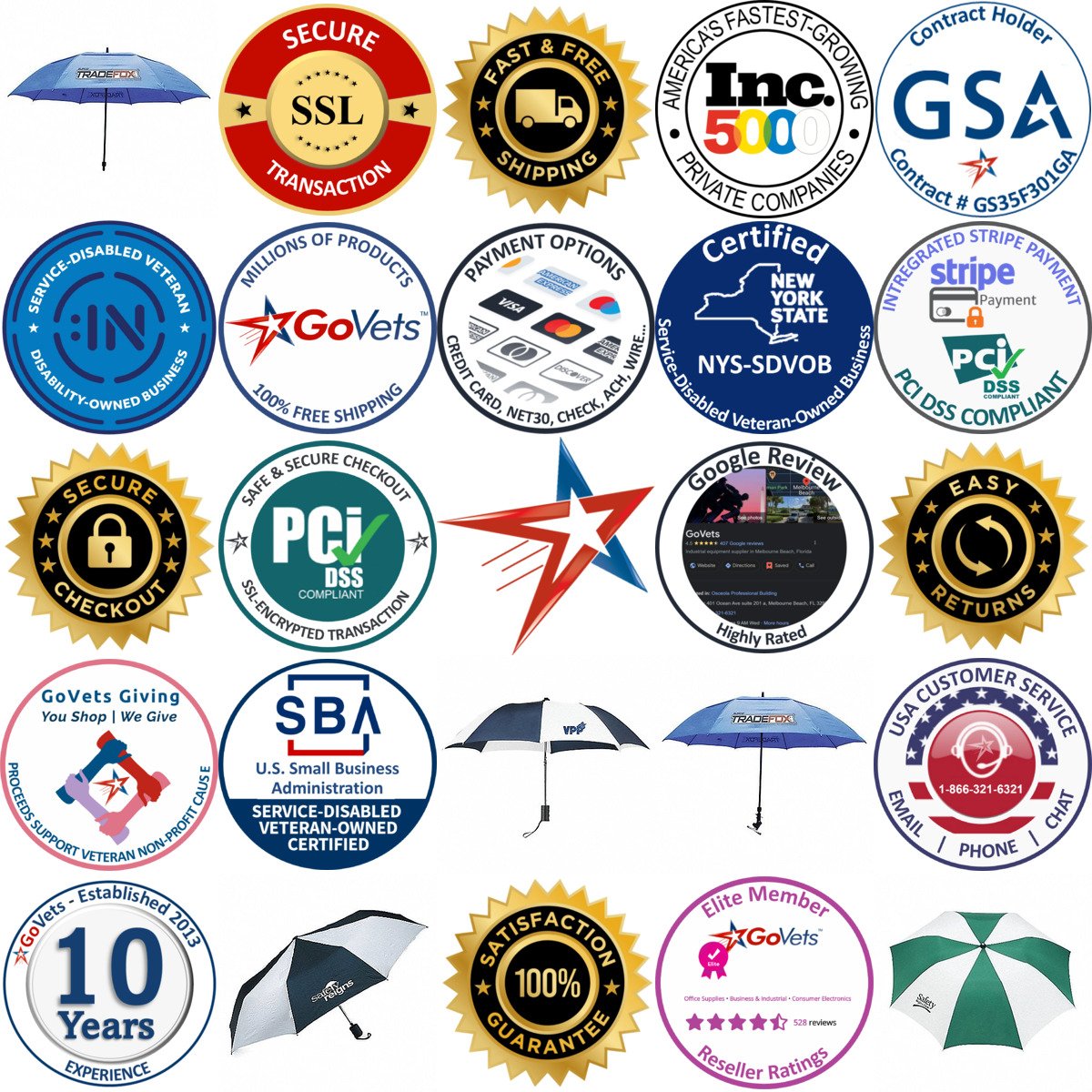 A selection of Umbrellas products on GoVets