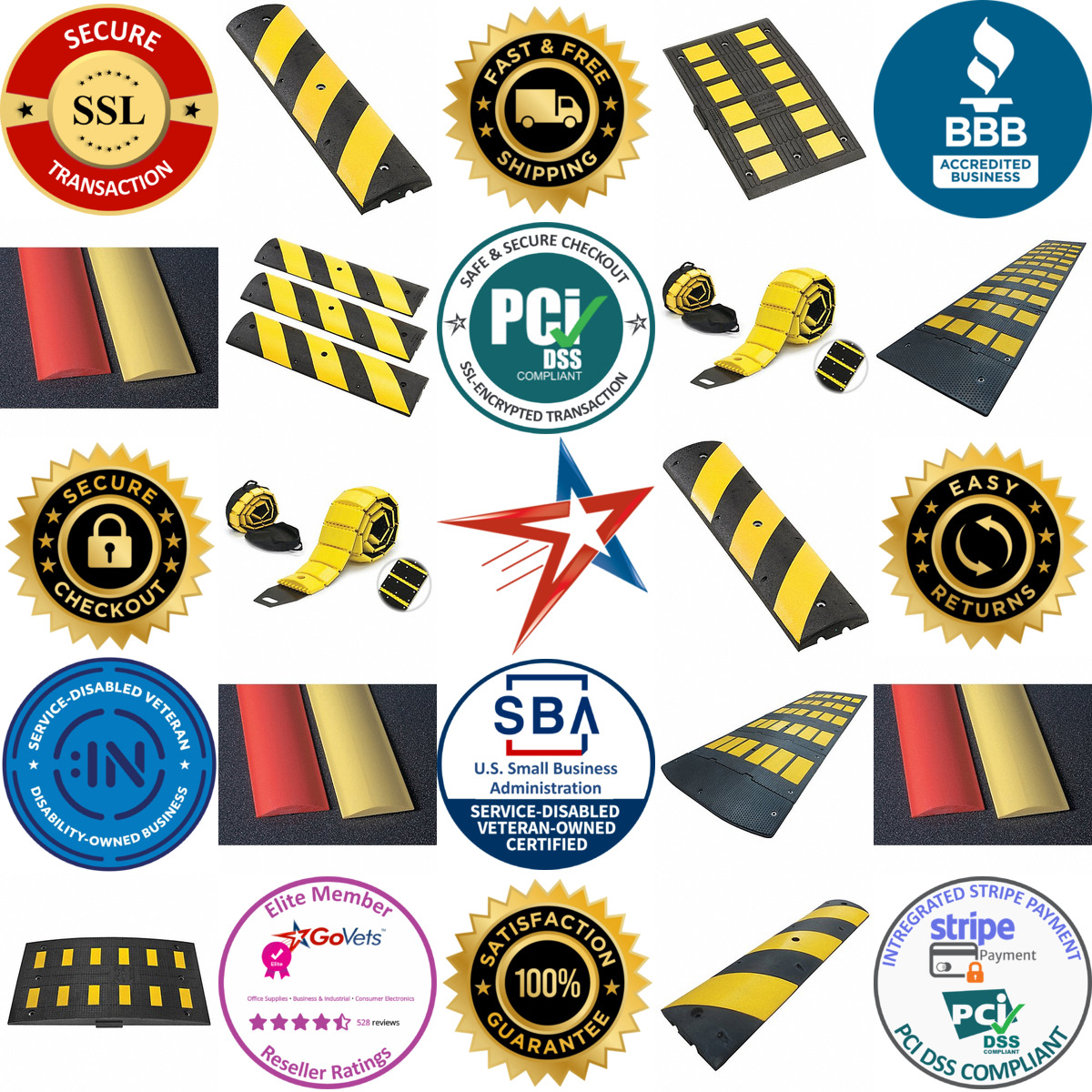 A selection of Speed Bumps and Rumble Strips products on GoVets