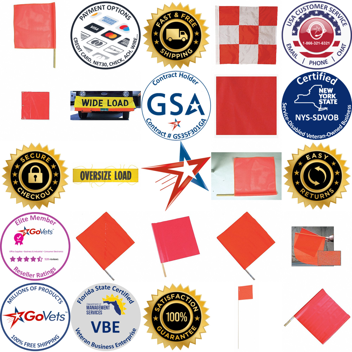 A selection of Vehicle Warning Flags and Banners products on GoVets