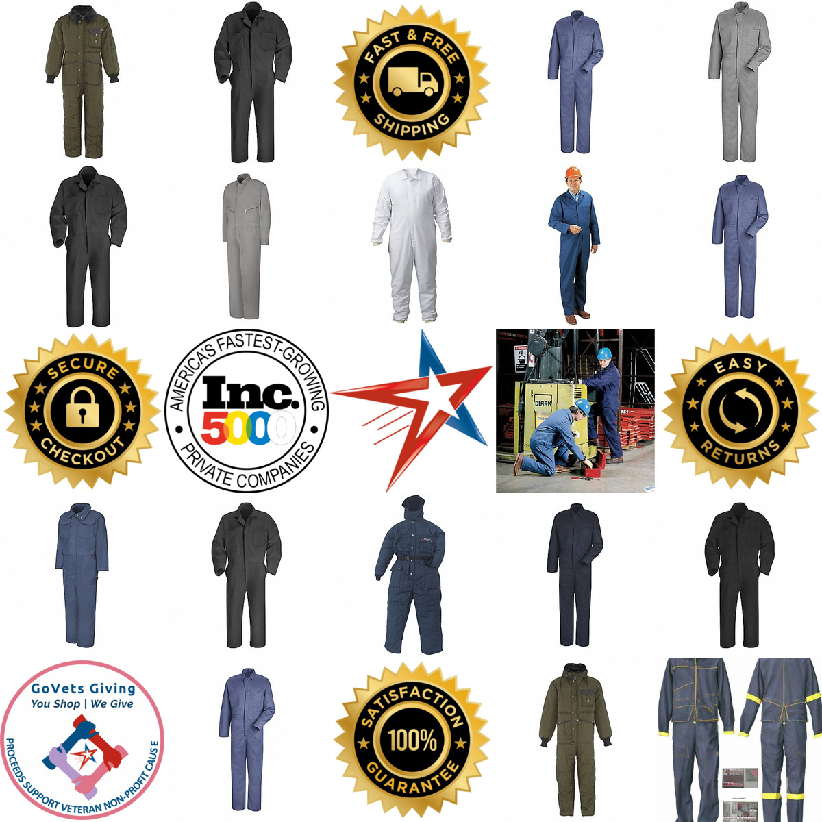 A selection of Shop and Work Coveralls products on GoVets