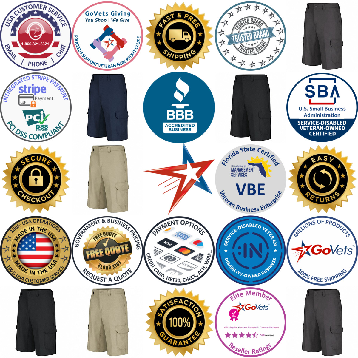 A selection of Shop and Work Shorts products on GoVets