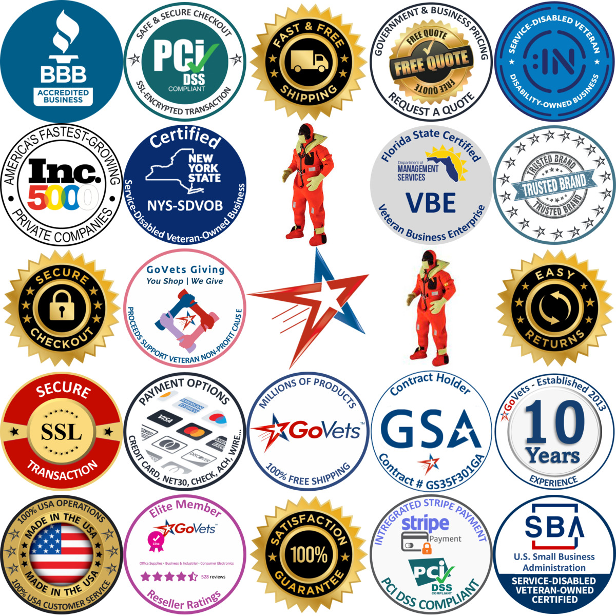 A selection of Rescue Suits products on GoVets