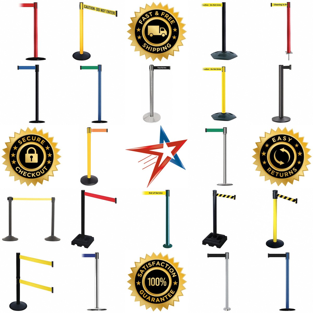 A selection of Barrier Posts With Belts products on GoVets