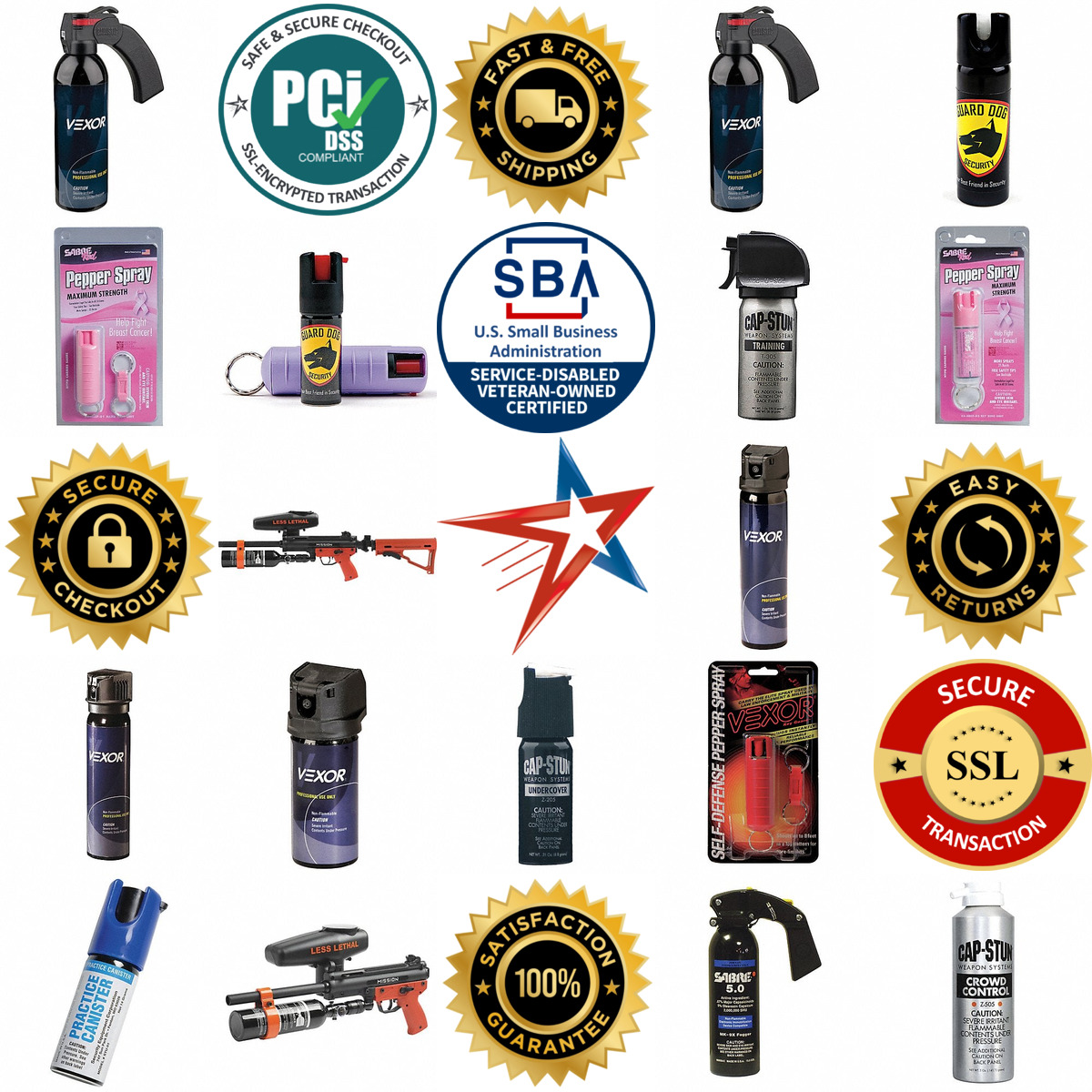 A selection of Pepper Spray products on GoVets