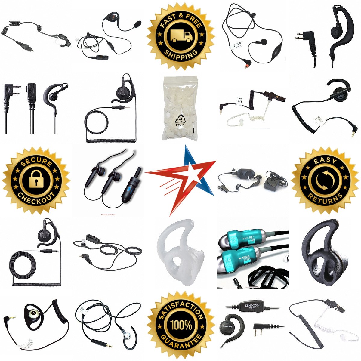 A selection of Two Way Radio Earbuds and Earpieces products on GoVets