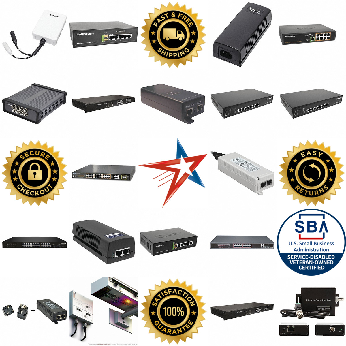 A selection of Video Surveillance Power Over Ethernet Devices products on GoVets