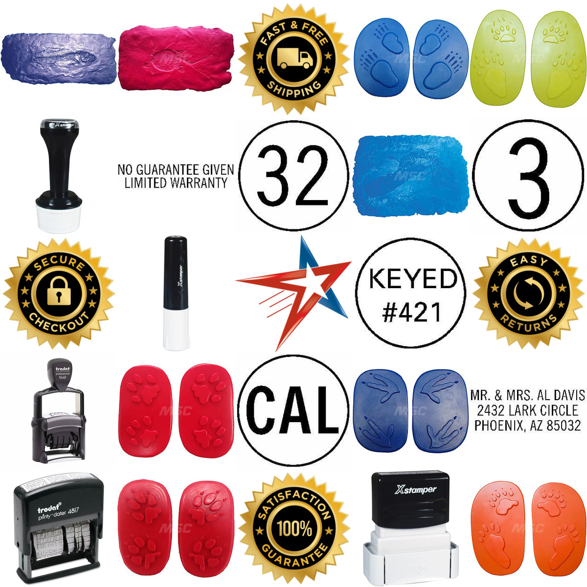 A selection of Pre Inked Custom Stamps products on GoVets