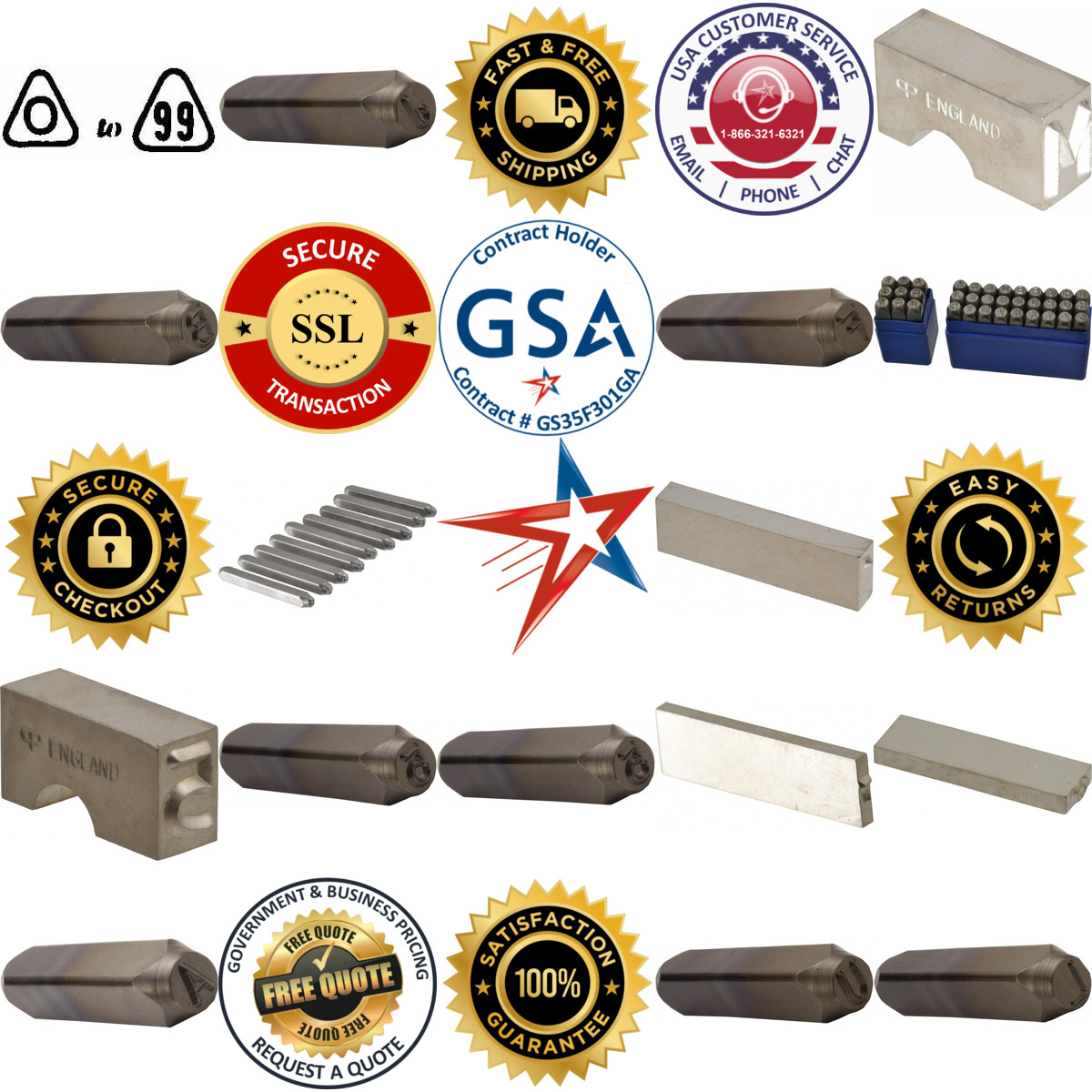 A selection of Steel Stamps and Type products on GoVets