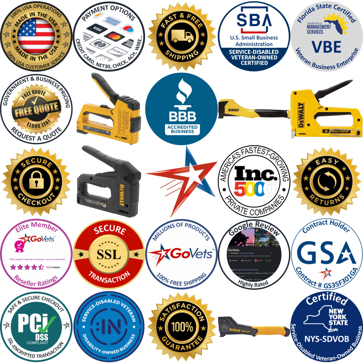 A selection of Dewalt products on GoVets