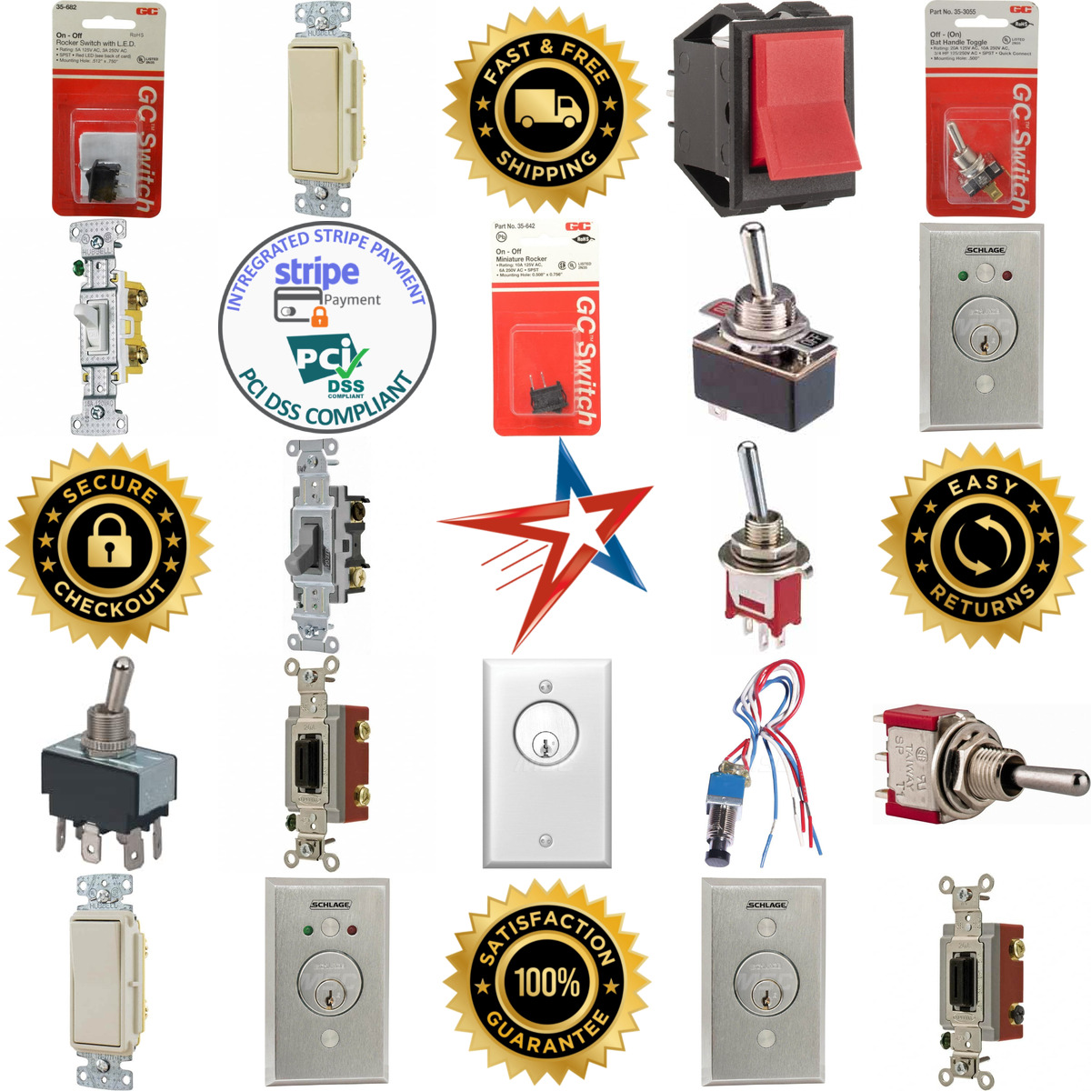 A selection of Toggle Key Rotary and Rocker Switches products on GoVets