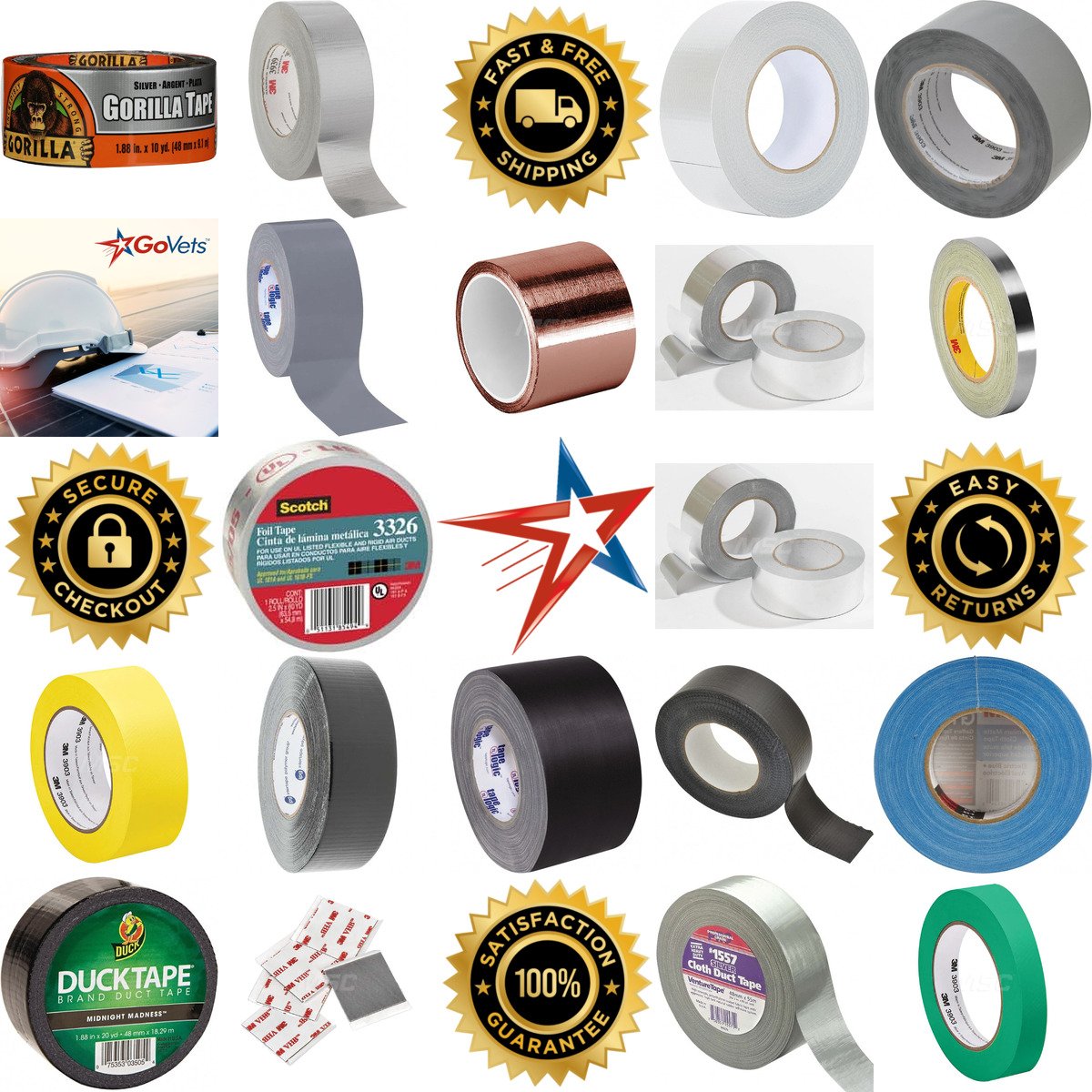 A selection of Duct and Foil Tape products on GoVets