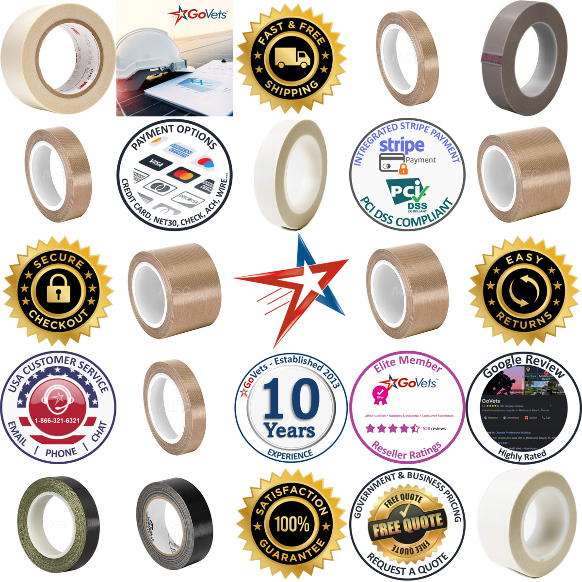 A selection of Glass Cloth Tape products on GoVets