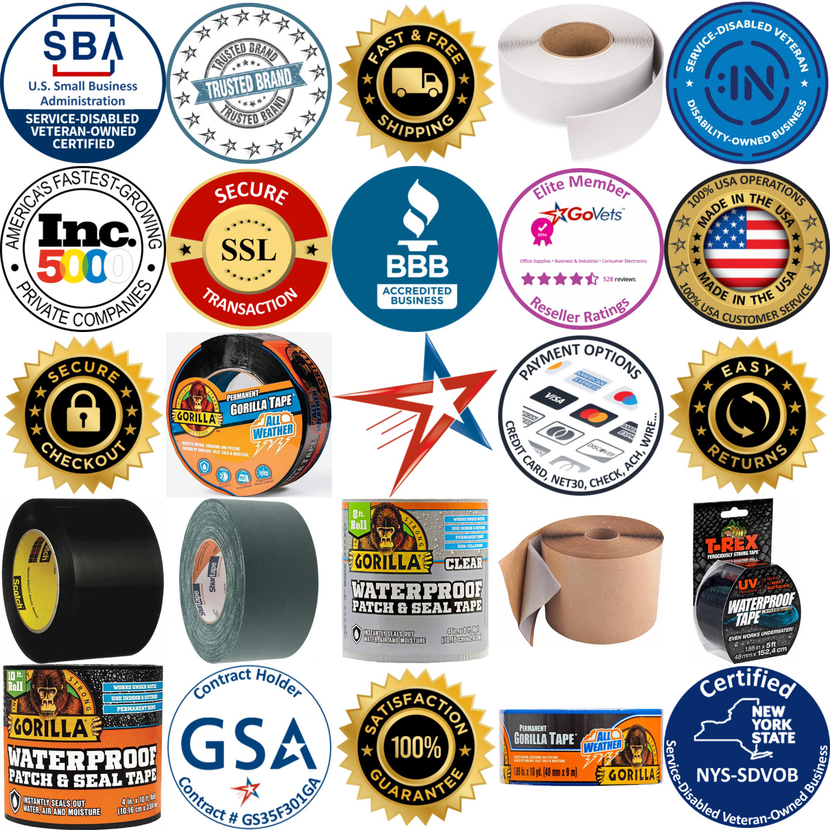 A selection of Waterproof Tape products on GoVets