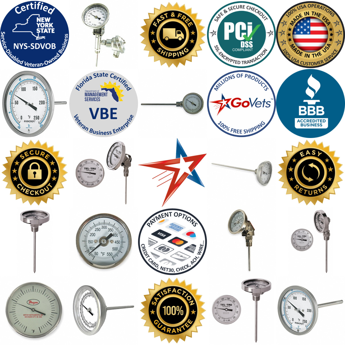 A selection of Dial Thread Mounted Thermometers products on GoVets