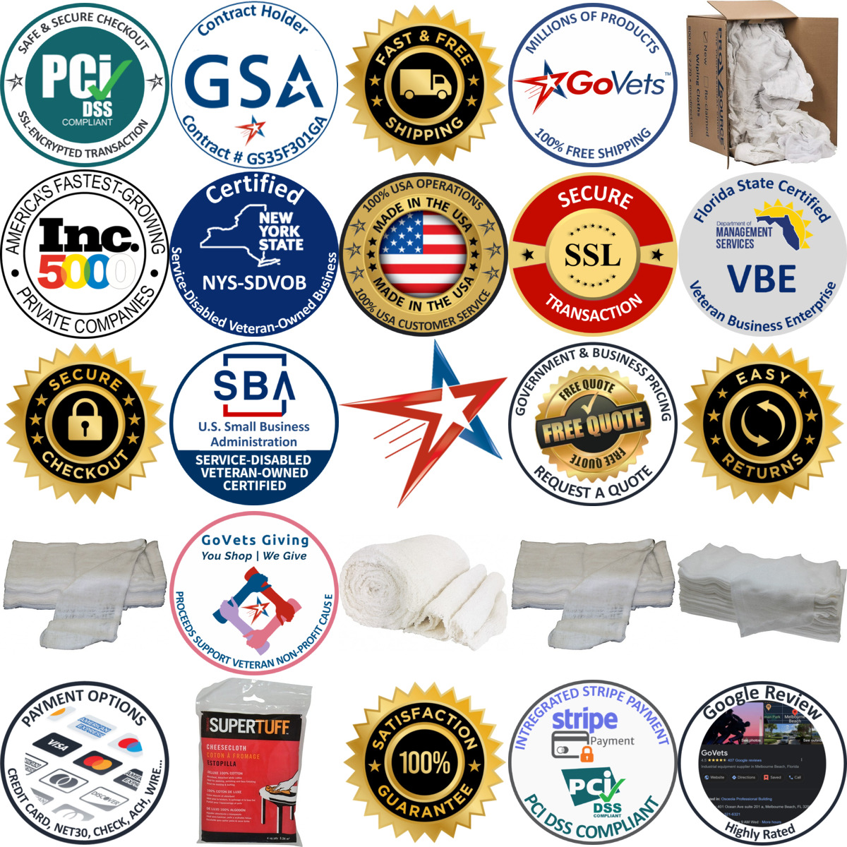 A selection of Cheesecloth products on GoVets