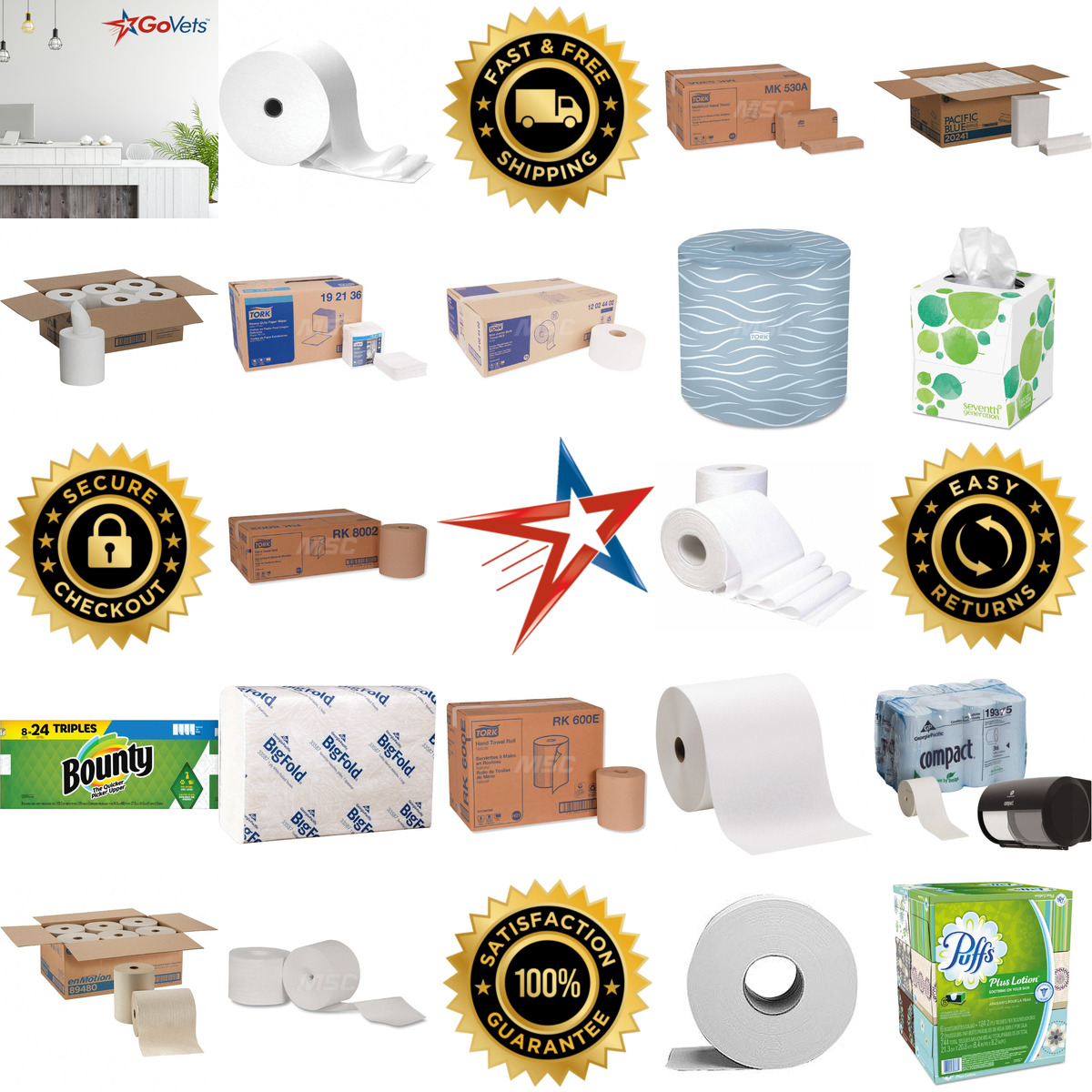 A selection of Paper Towels Tissue and Toilet Seat Covers products on GoVets