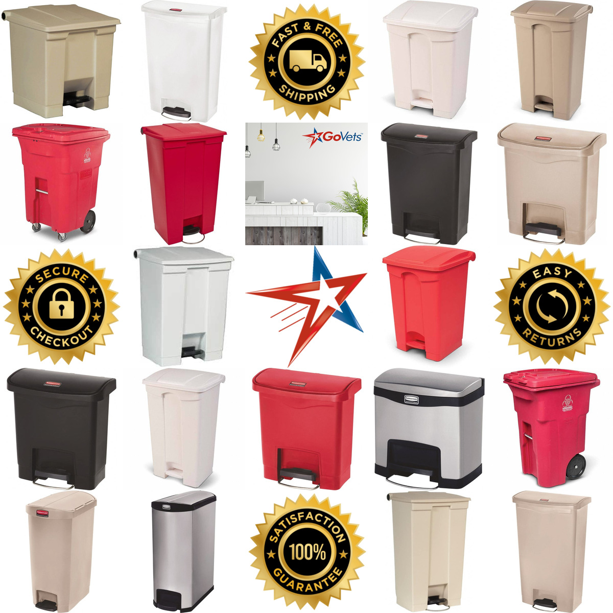 A selection of Biohazardous and Step Open Trash Cans products on GoVets