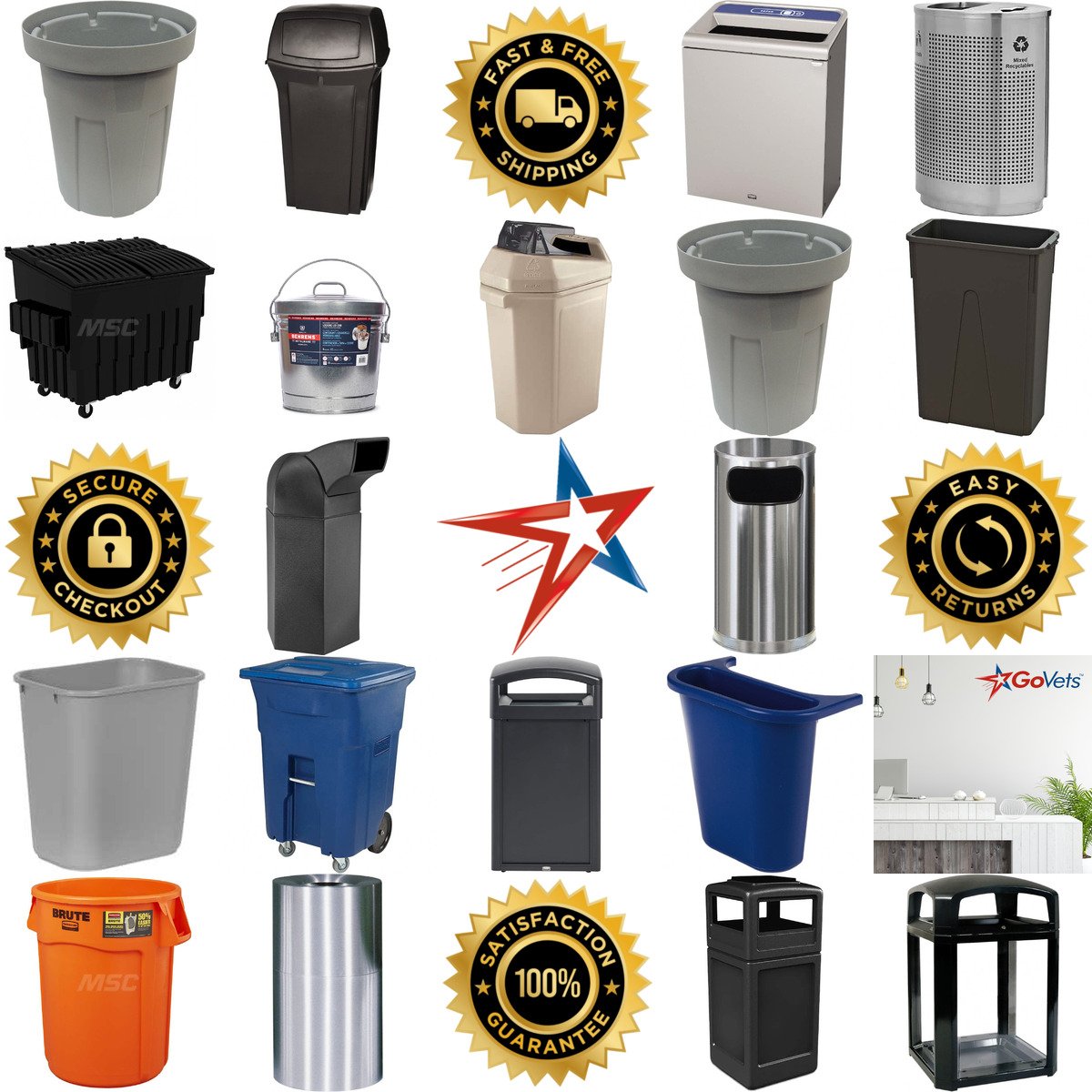 A selection of Trash Cans and Recycling Containers products on GoVets