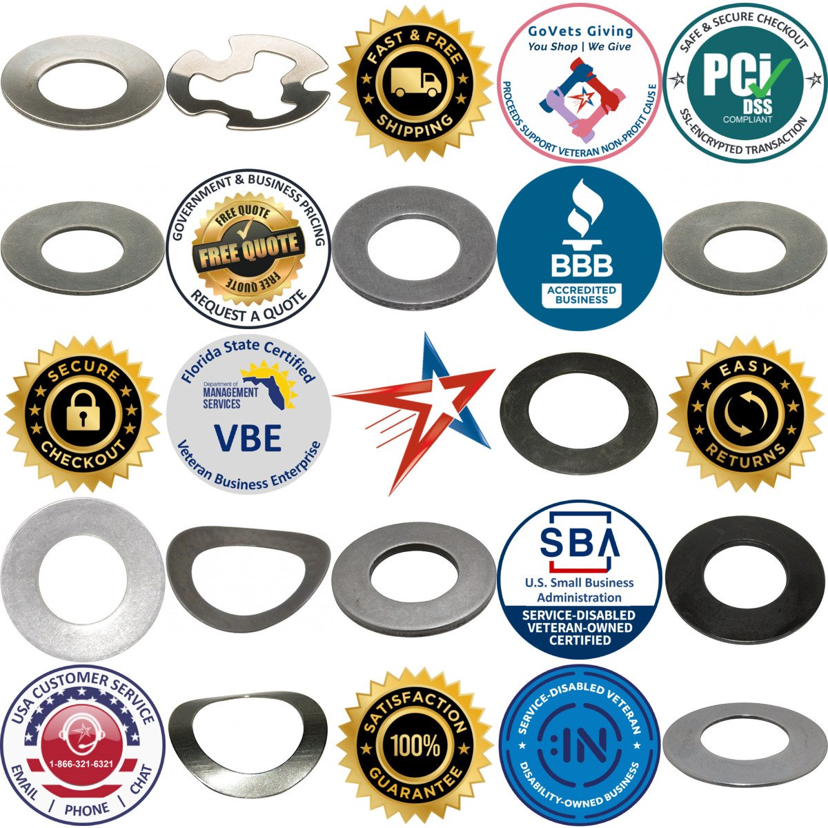 A selection of Belleville Washers and Disc Springs products on GoVets