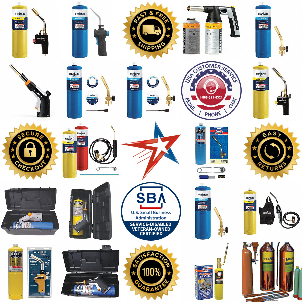 A selection of Propane and Map Pro Torch and Cylinder Kits products on GoVets