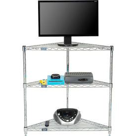 Nexel® 3 Shelf Chrome Corner Wire Shelving Unit 32