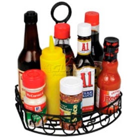 Winco WBKH-6SB Round Black Wire Condiment Caddy with Straight Back - Pkg Qty 12 WBKH-6SB