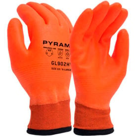 Pyramex® GL902HV Insulated Cut Resistant Dipped Gloves HPT Coated ANSI A3 S Hi-Vis Orange GL902HVS