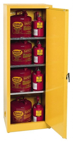 Flammable & Hazardous Storage Cabinets:  24.000 gal Drum, 1.000 Door,  3 Shelf,  Self Closing,  Yellow MPN:2310X