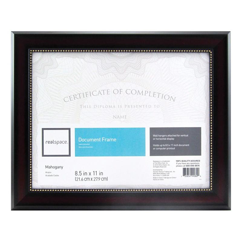 Realspace Photo/Document Frame, Harrison, 8-1/2in x 11in, Mahogany (Min Order Qty 10) MPN:213884